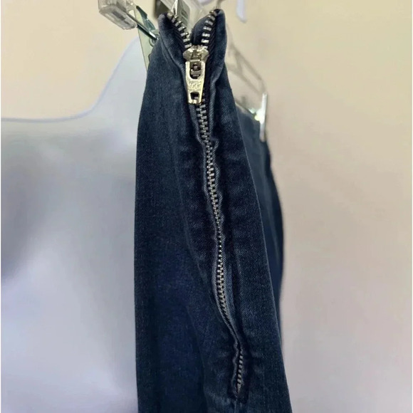 Piazza Sempione blue stretch denim crop pants side zip Size 42 Size 6 - Picture 8 of 13